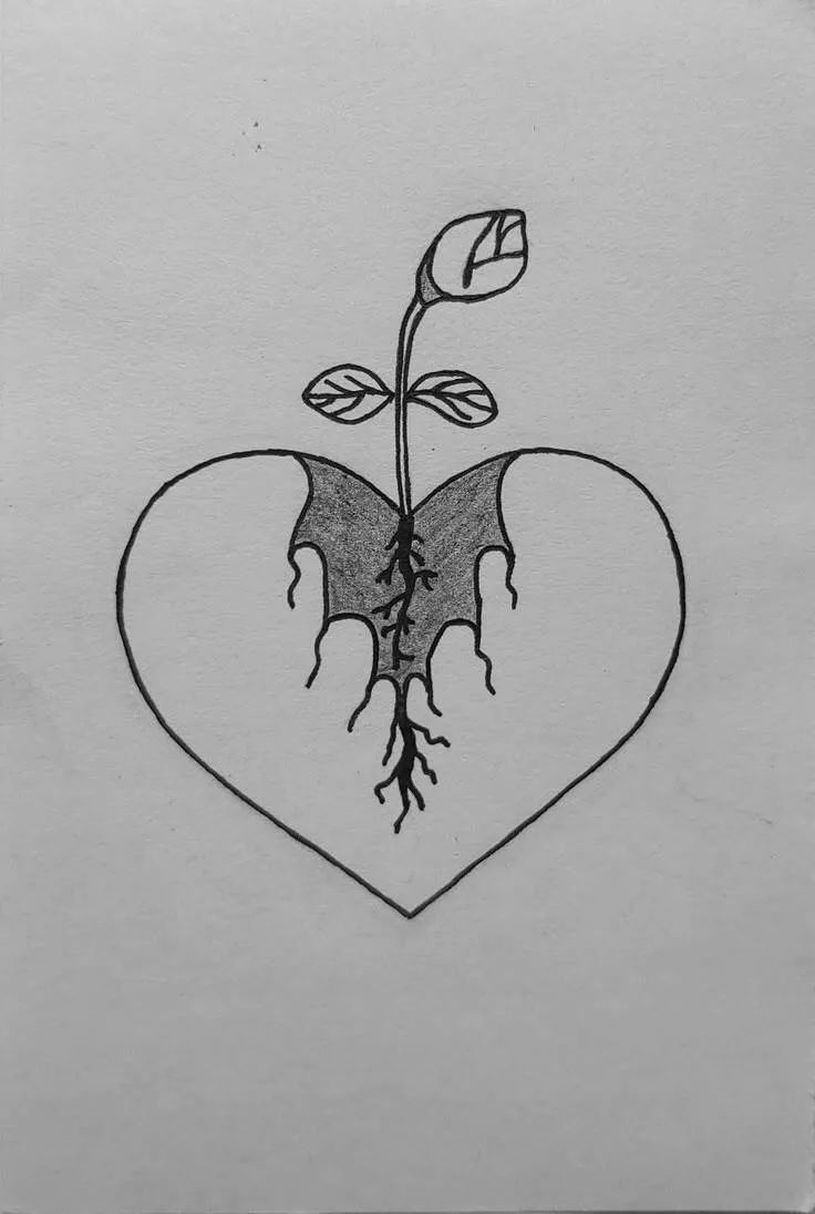 Drawing Idea for Drawing: How to Draw a Heart with Rose Easy