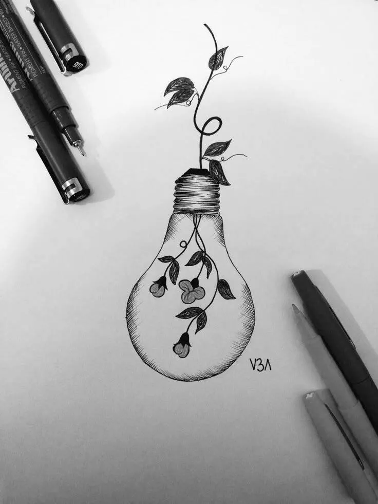 Coisas para Desenhar: Desenho de uma Lâmpada com Flores