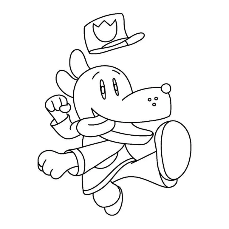 Desenho de Dog Man a Correr em Ação para Colorir