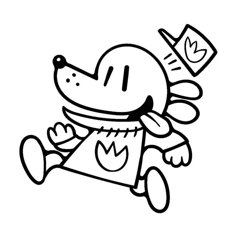 Desenho de Dog Man a Correr Aventureiro para Colorir