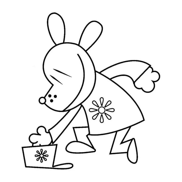 Desenho de Dog Man a Abrir um Presente para Colorir
