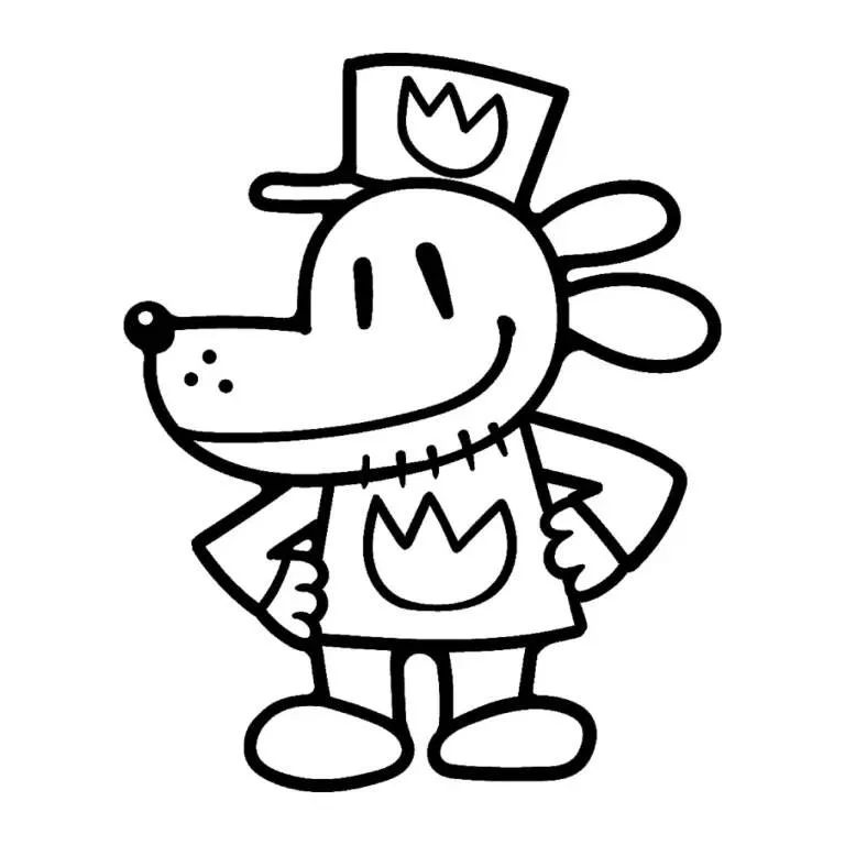 Desenho de Dog Man com Sorriso para Colorir