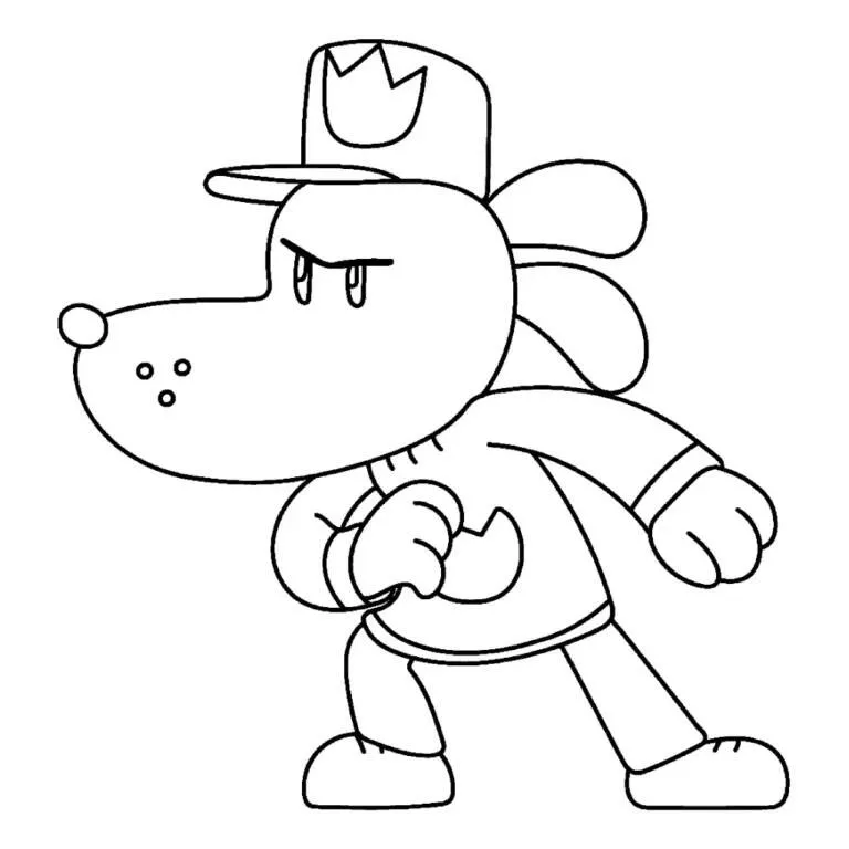 Desenho de Dog Man em Ação para Colorir