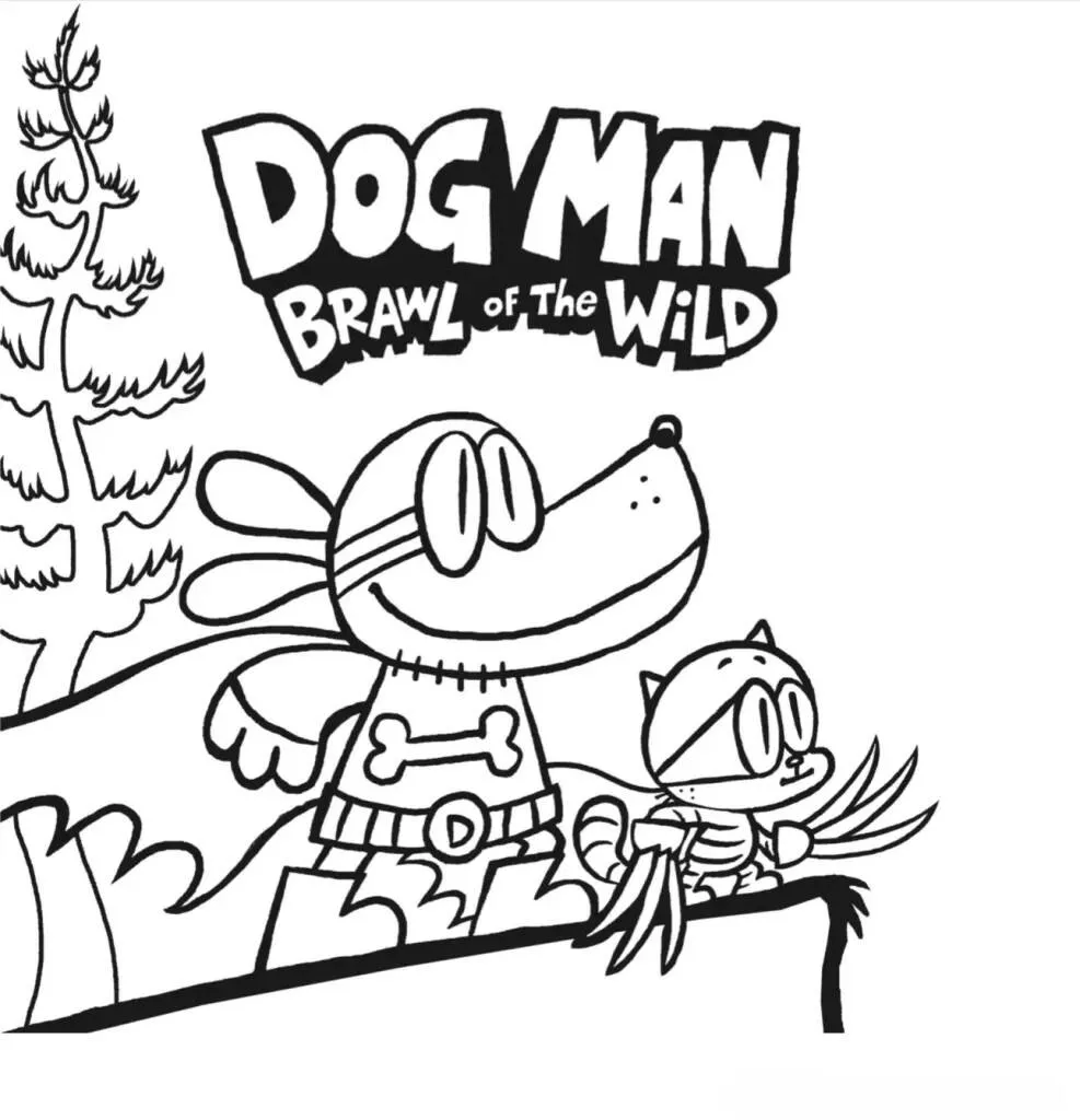 Desenho de Dog Man e Petey em Ação para Colorir
