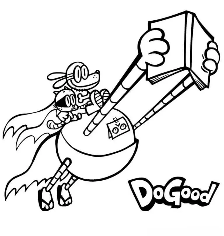 Desenho de Dog Man e Lil Petey a Ler um Livro para Colorir