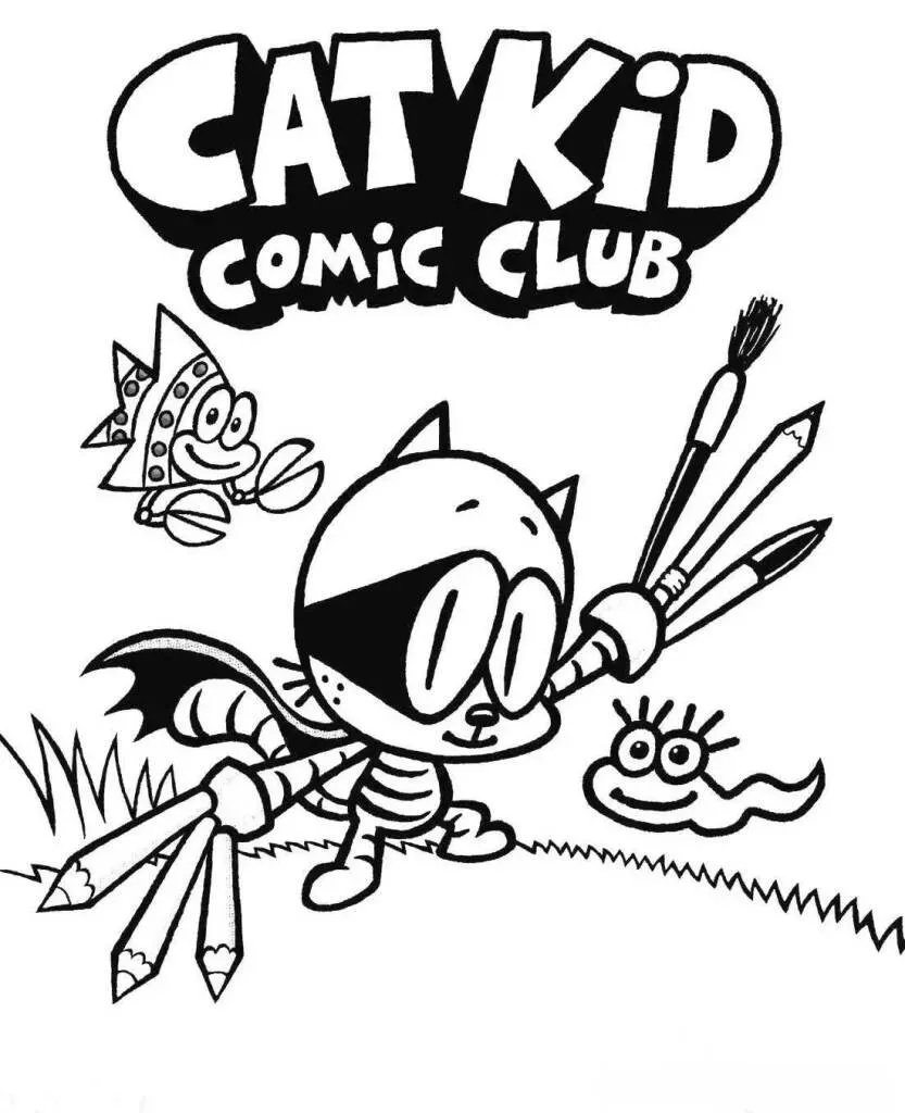 Desenho de Cat Kid para Colorir com Lápis e Superpoderes