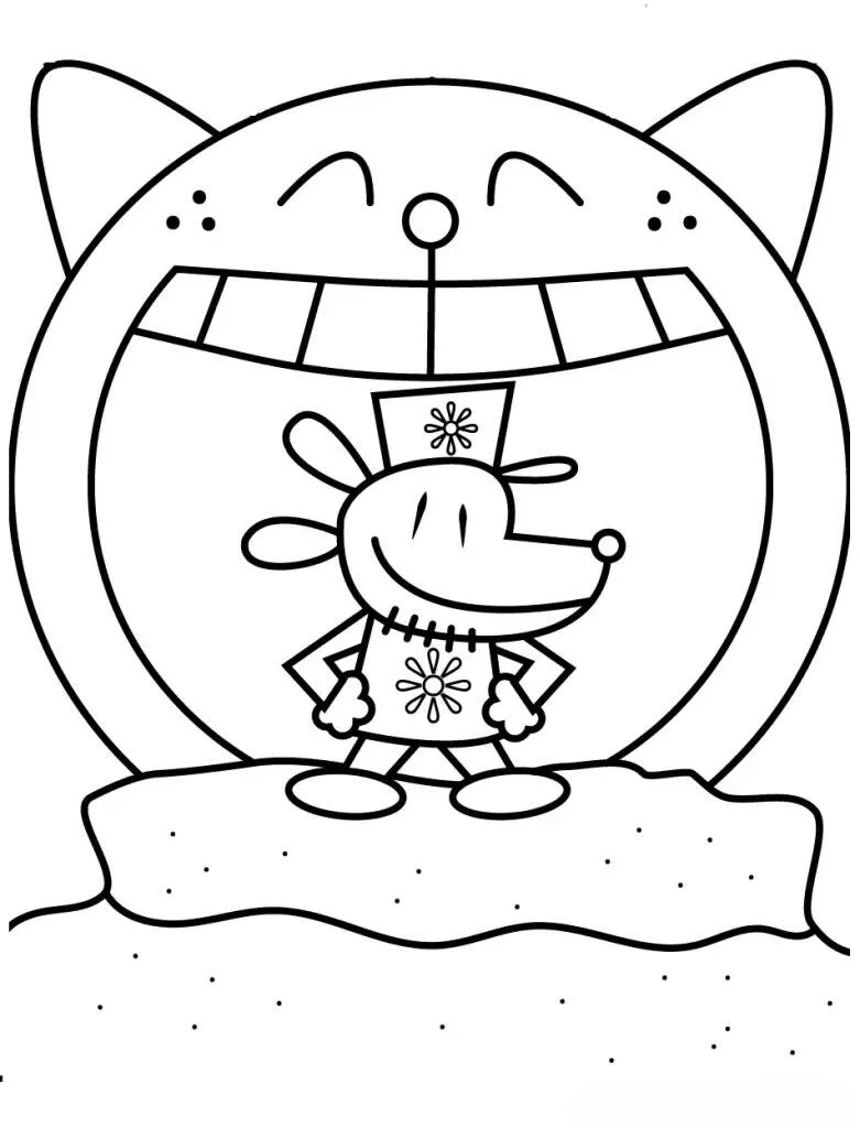 Desenho de Dog Man com Petey o Gato para Colorir