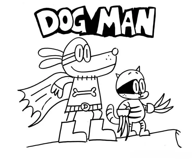 Dibujo de El Hombre Perro y el Gato Petey para colorear