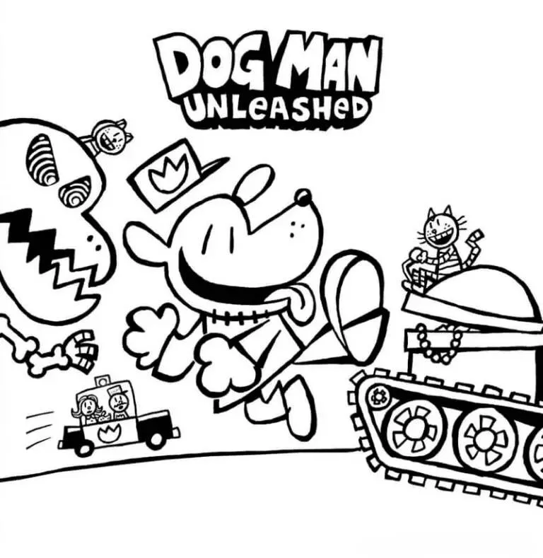 Desenho de Dog Man a Correr de Aventura para Colorir