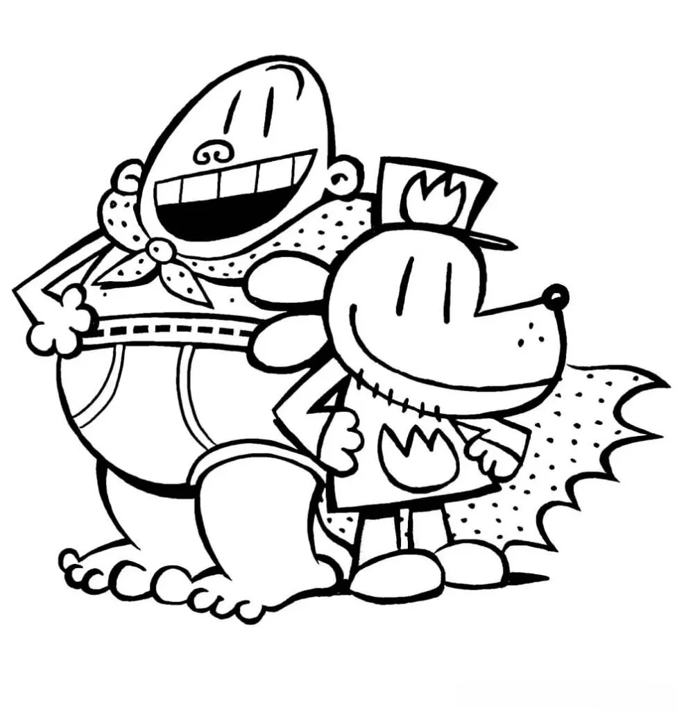 Desenho de Dog Man e Seus Amigos para Colorir