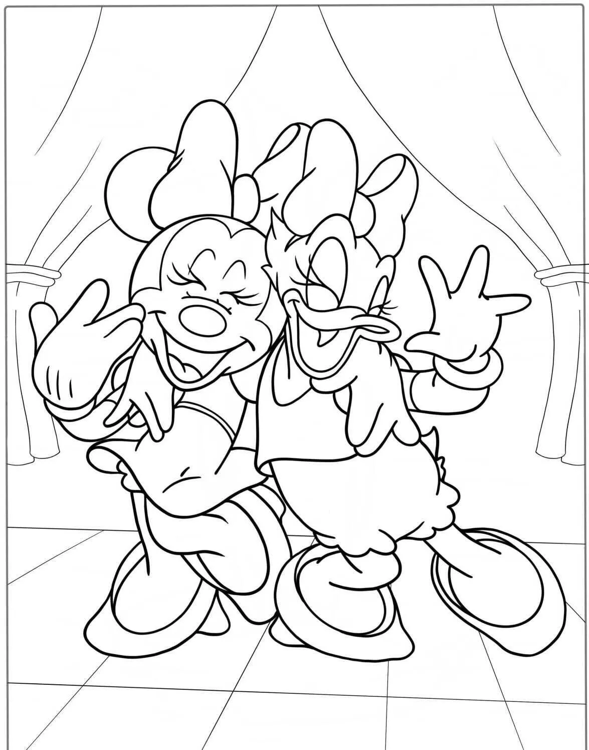 Desenho de Minnie e Margarida para Colorir