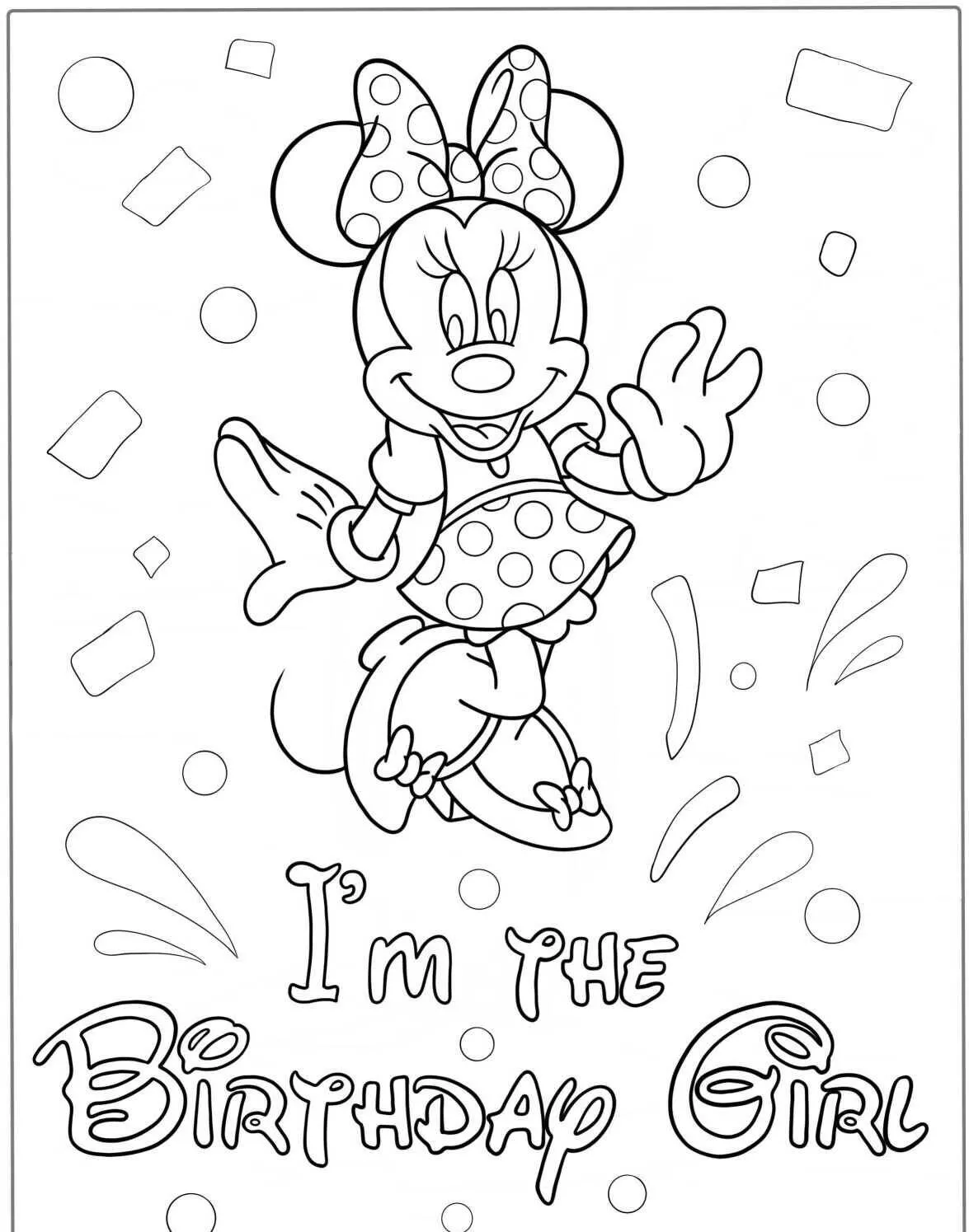 Desenho de Minnie Aniversariante para Colorir