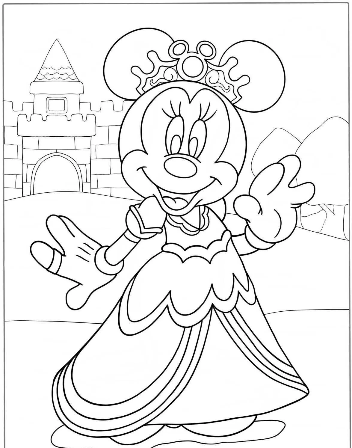 Desenho de Minnie Princesa para Colorir