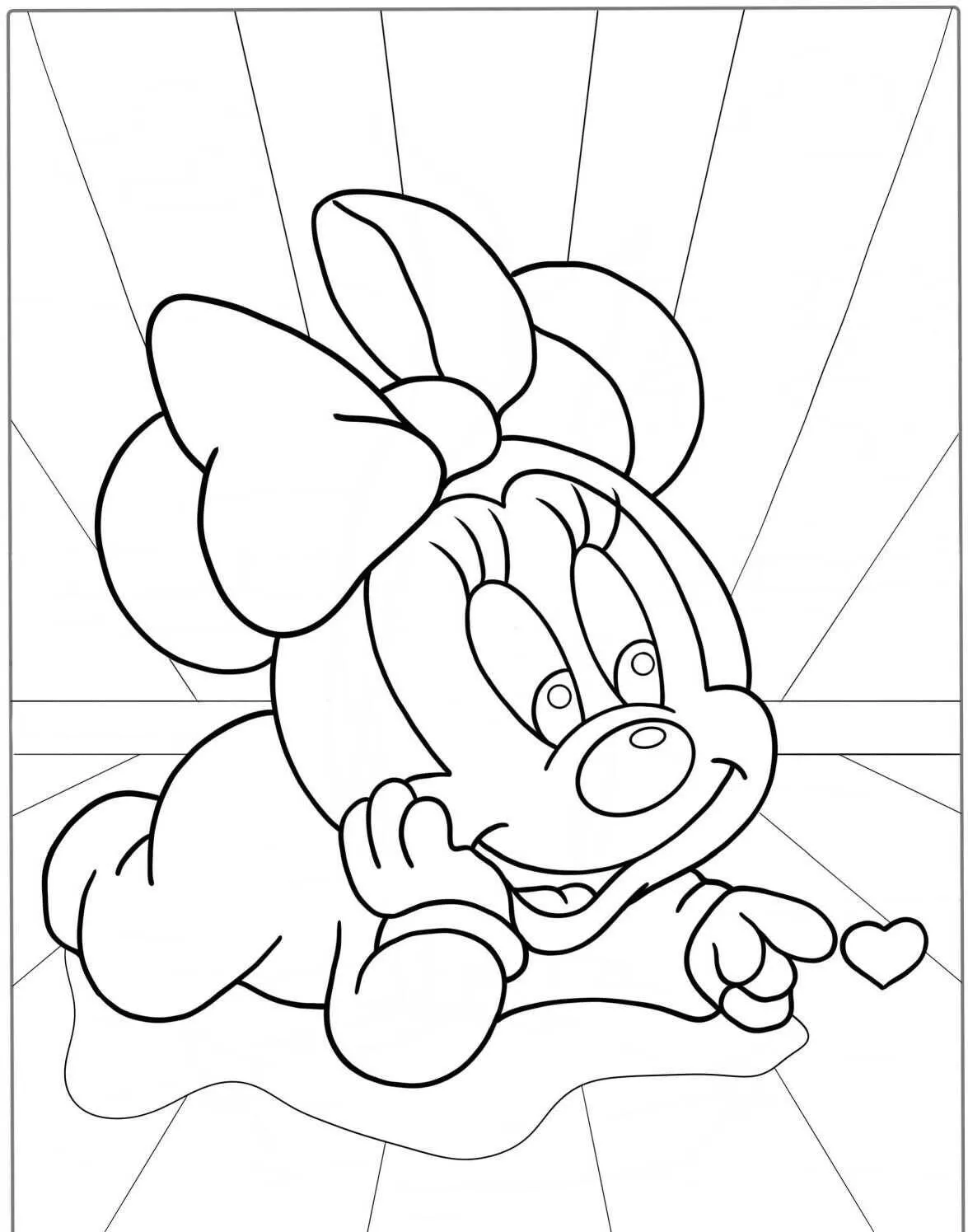 Desenho de Minnie Mouse com Coração para Colorir