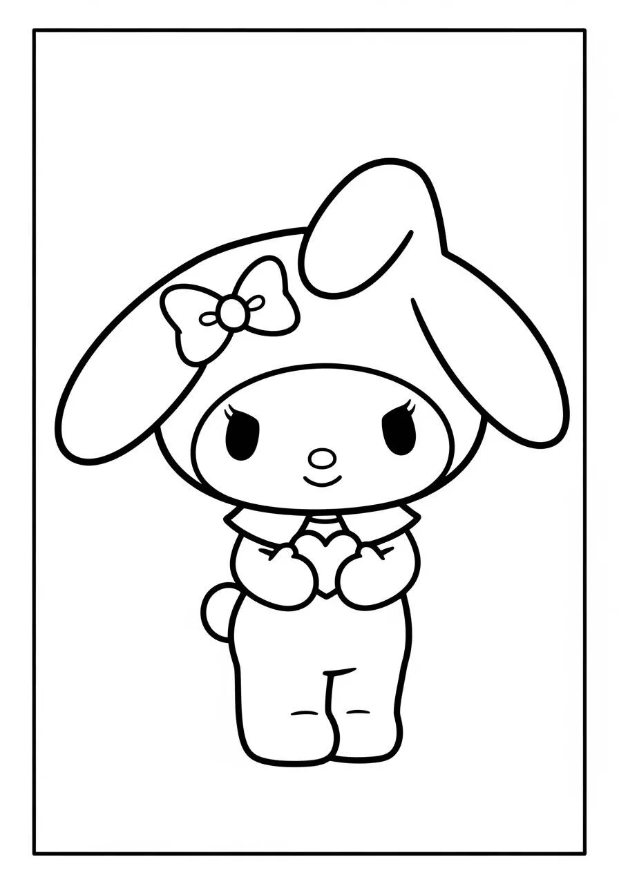 Desenho de My Melody com Coração para Colorir