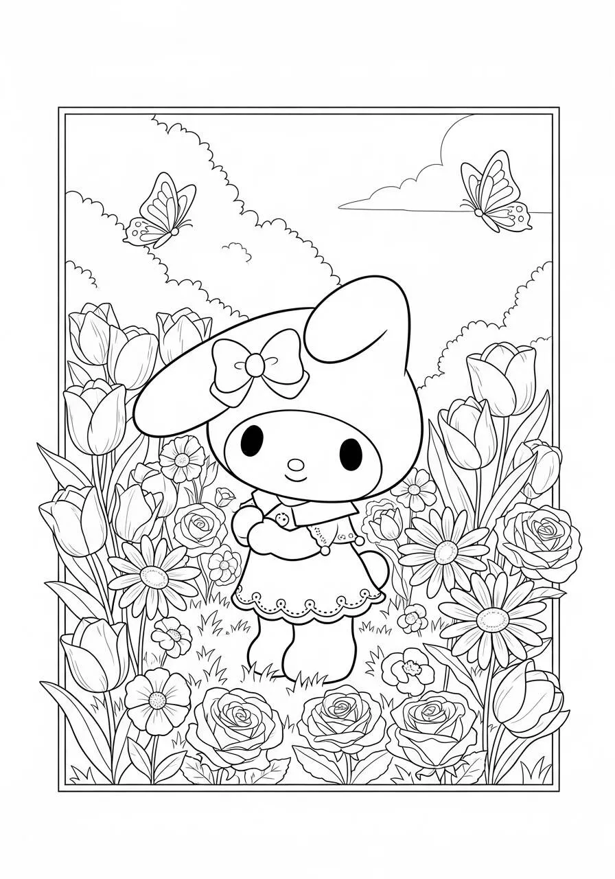 Coloriage Ma mélodie parmi les fleurs