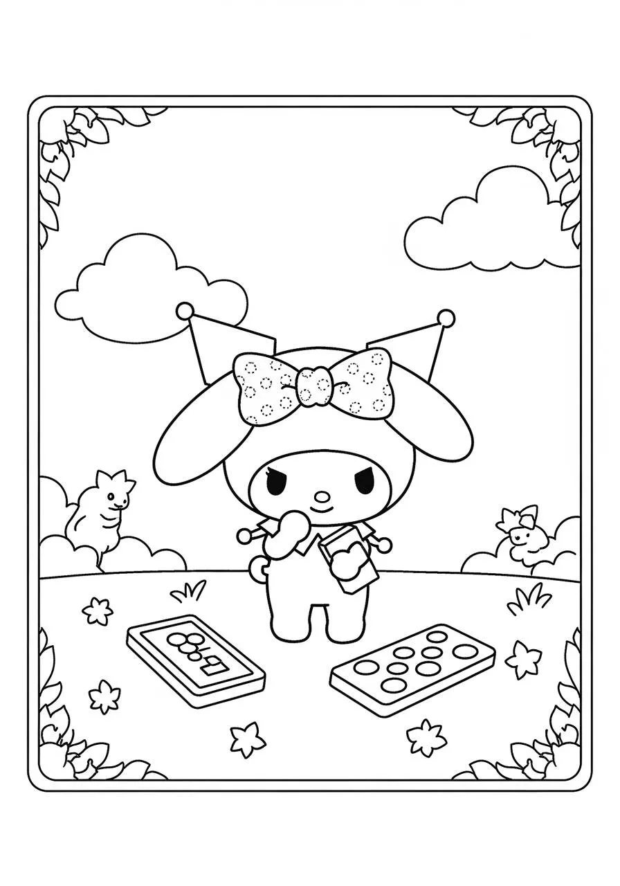 Desenho de My Melody Brincando no Campo para Colorir