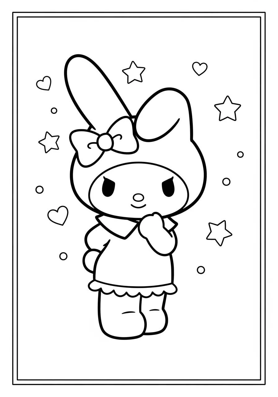 Desenho de My Melody Pensativa para Colorir