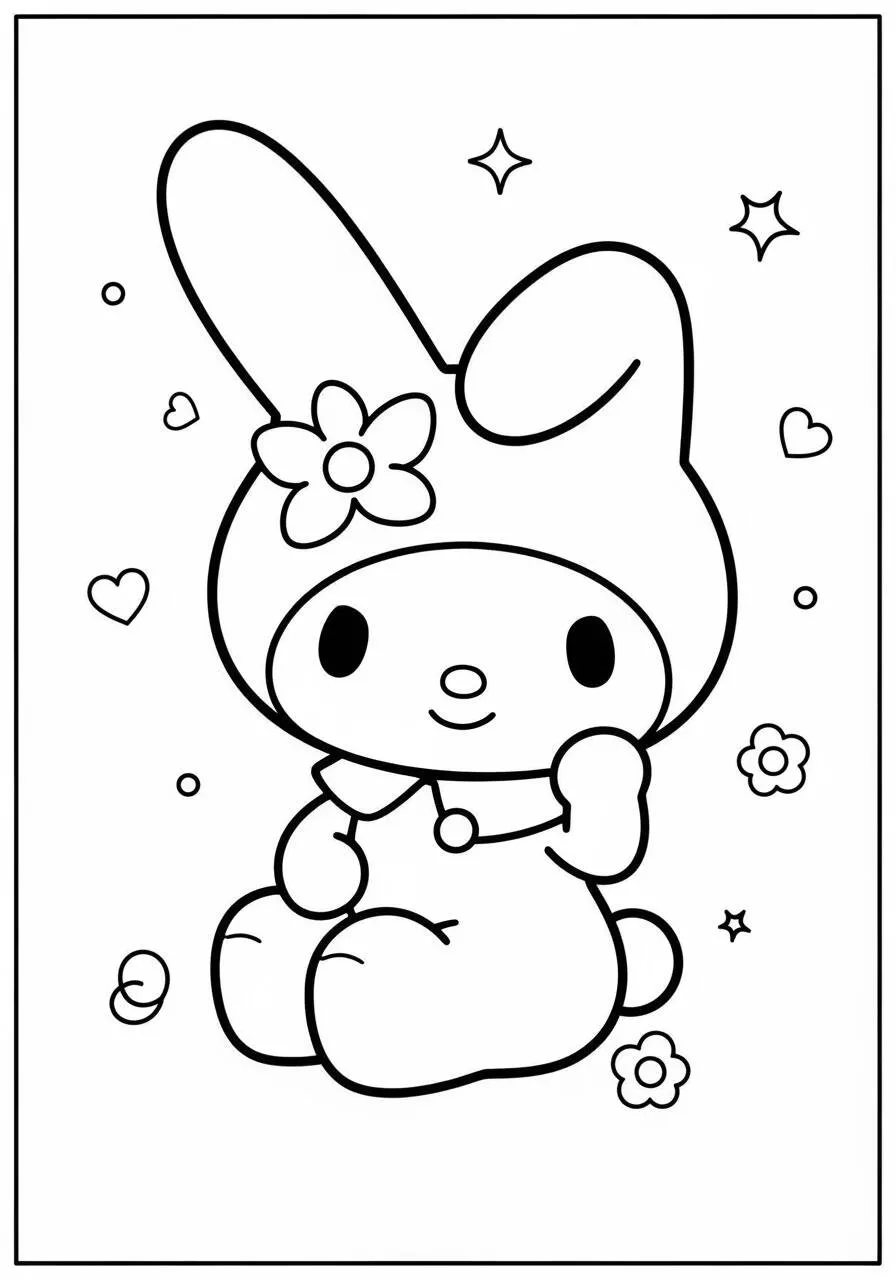 Desenho de My Melody com Orelhas Grandes para Colorir