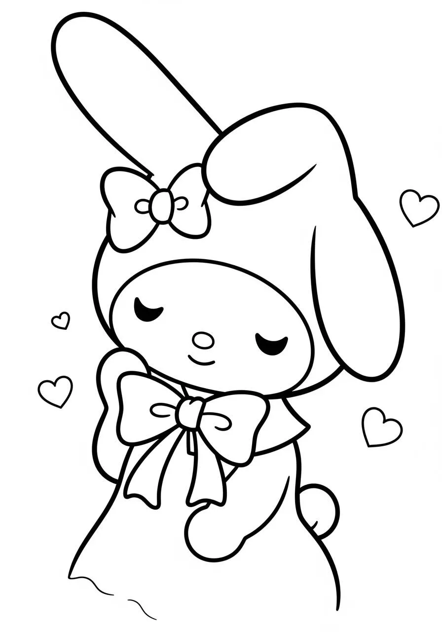 Desenho de My Melody com Coração para Colorir