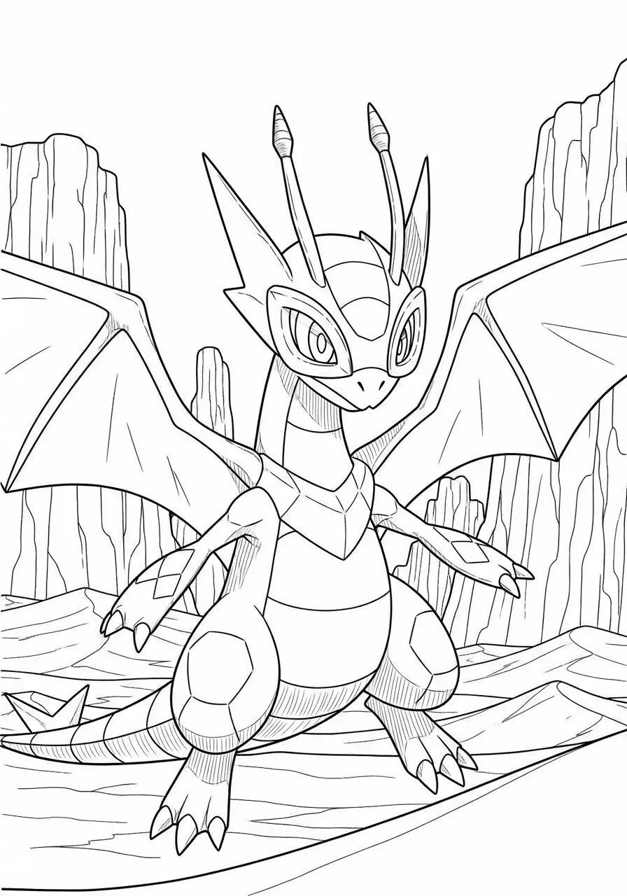 Desenho de Pokémon com o Dragapult para Colorir