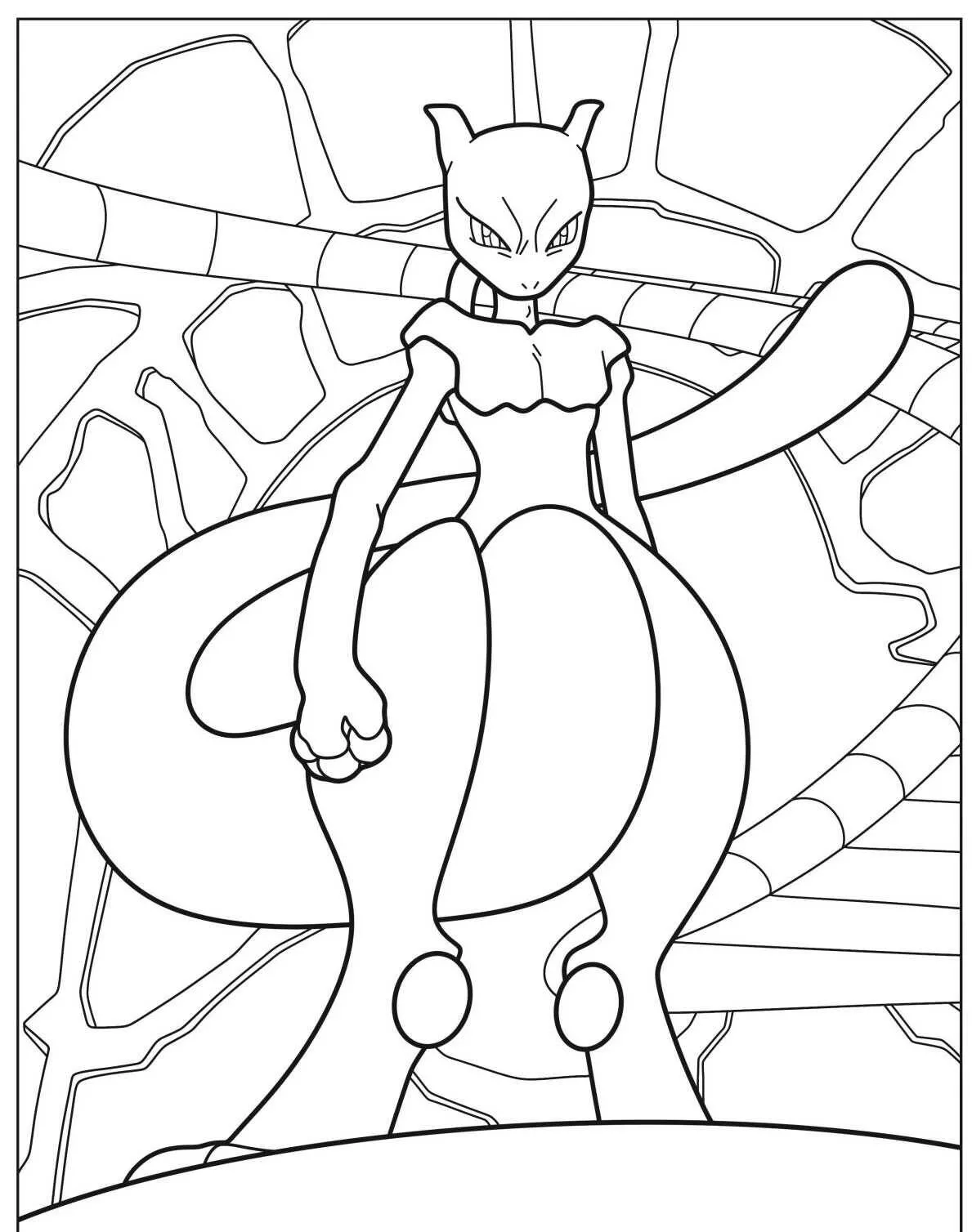 Desenho de Pokémon com o Mewtwo para Colorir