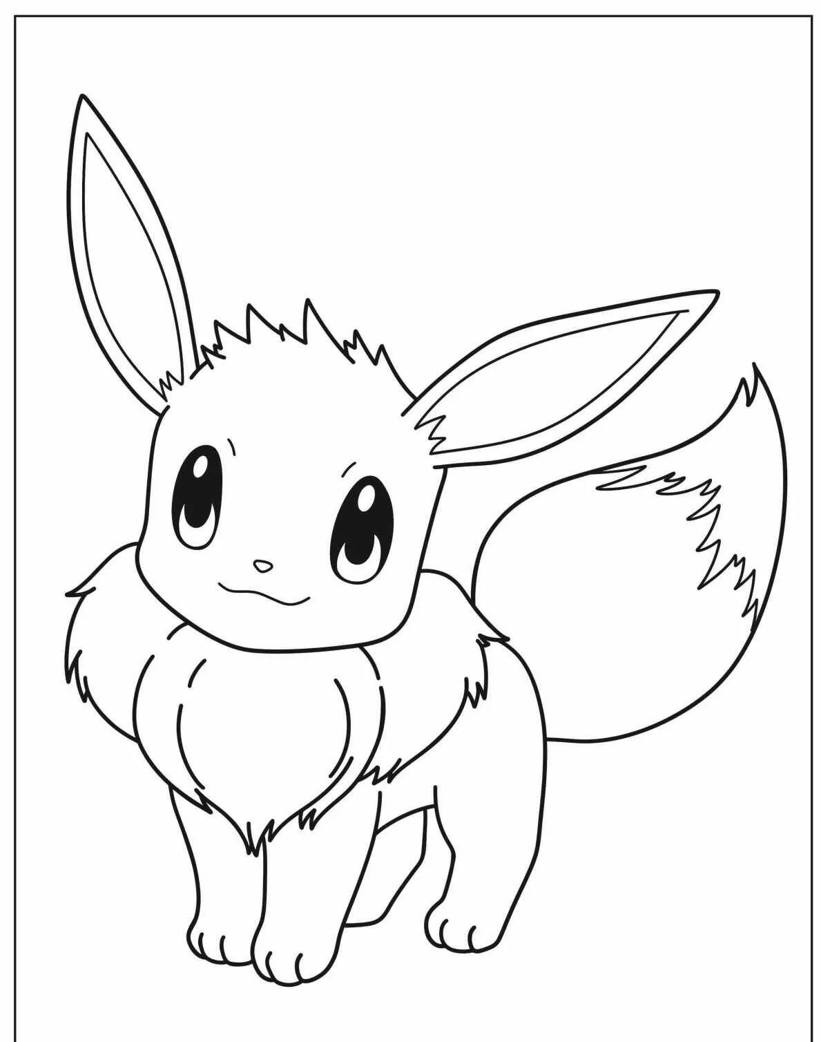 Desenho de Pokémon com o Eevee para Colorir
