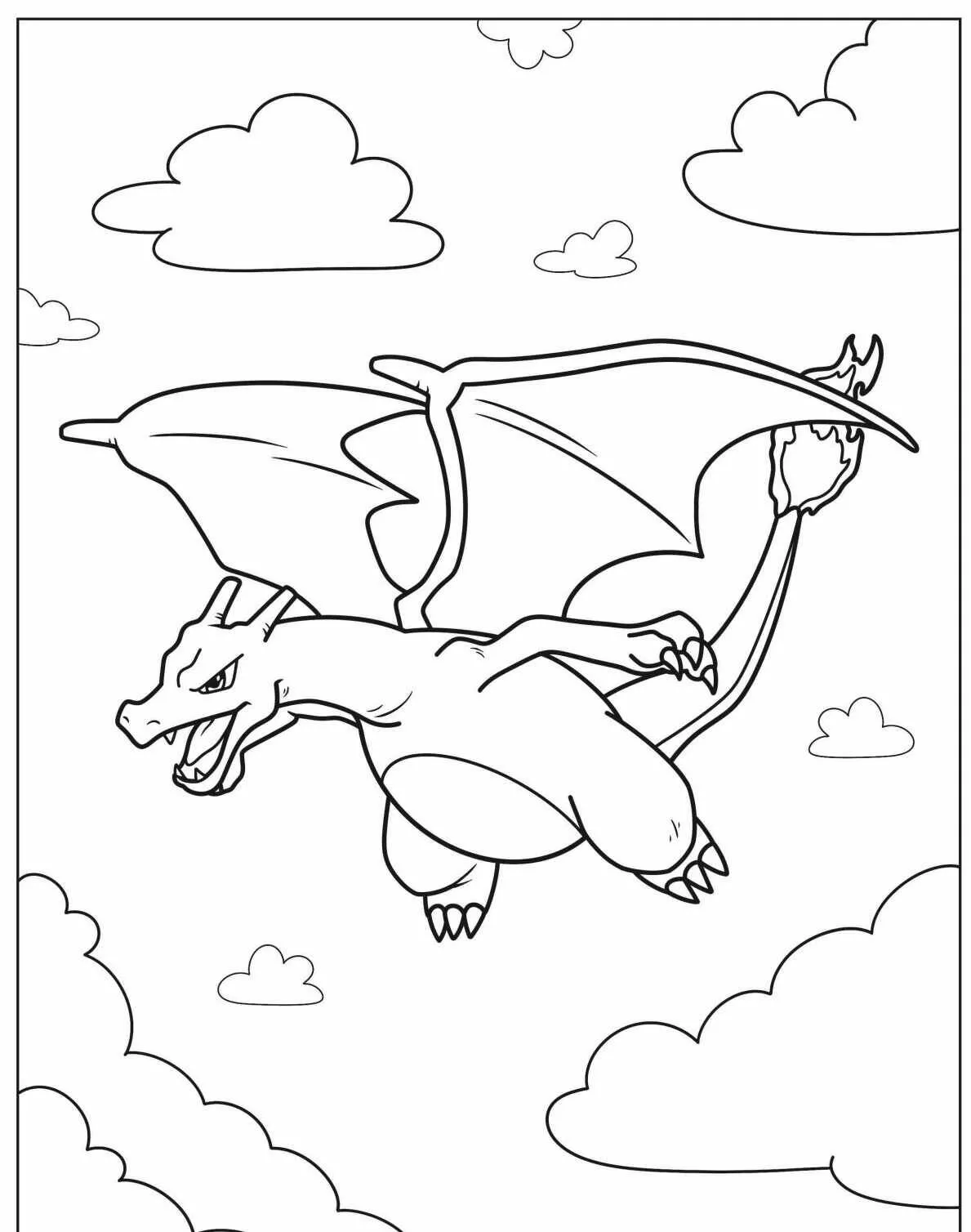 Desenho de Pokémon com o Charizard para Colorir