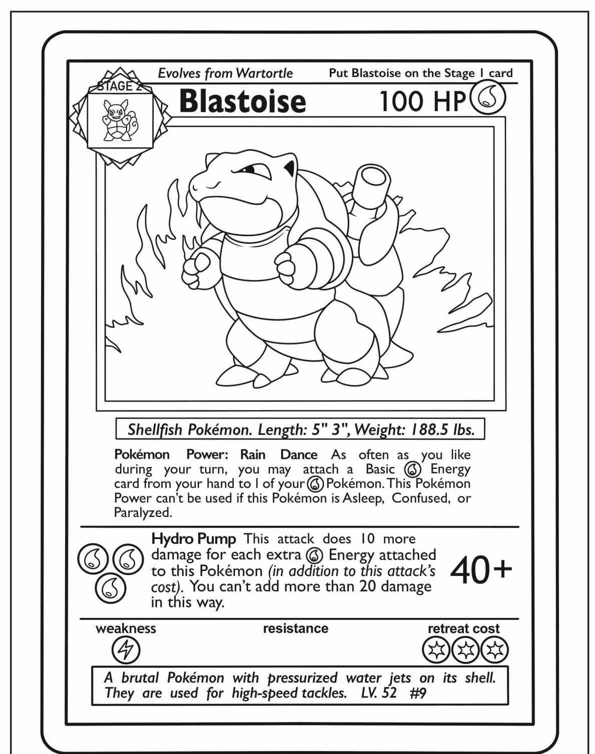 Desenho de Pokémon com o Blastoise para Colorir