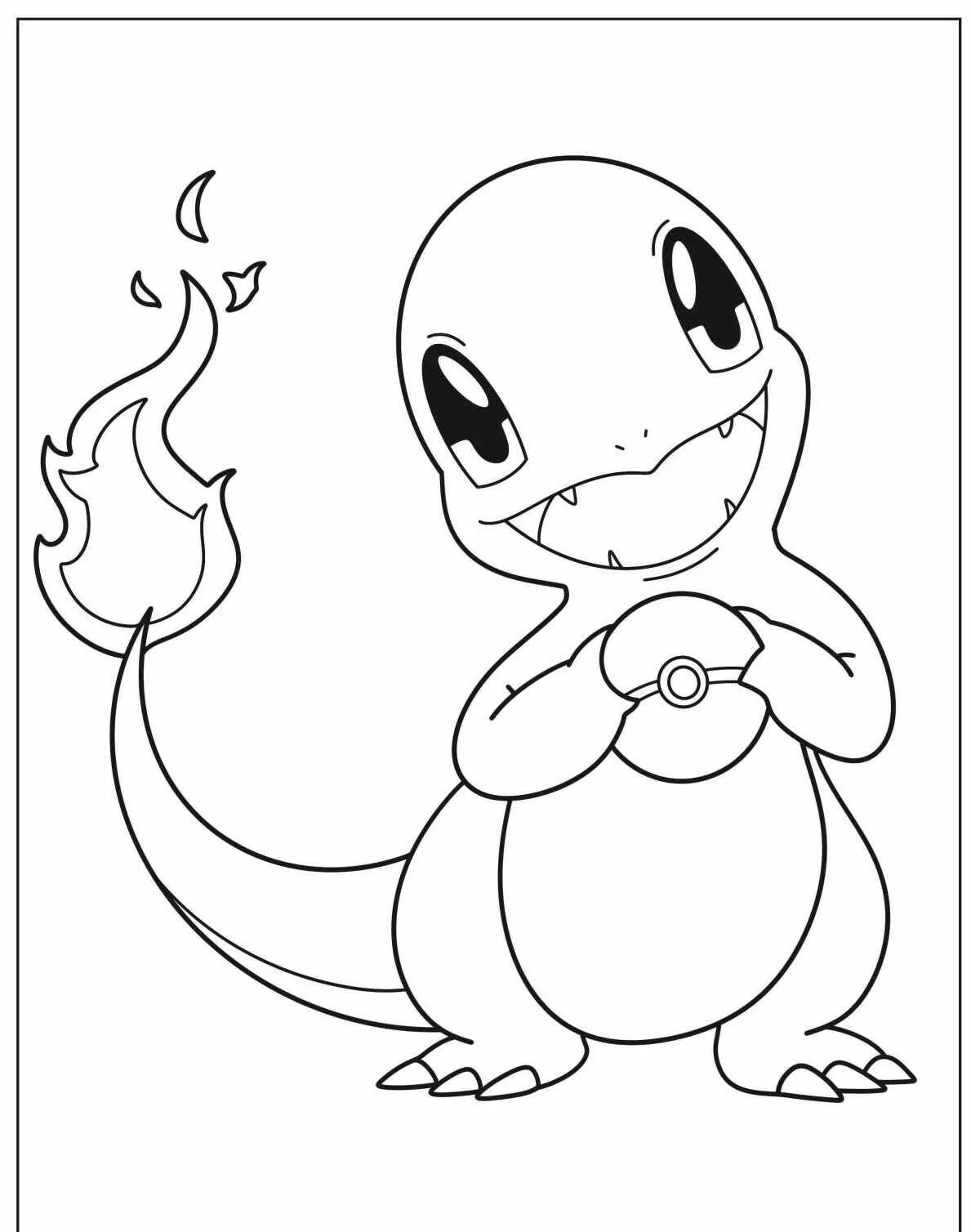 Desenho de Pokémon com o Charmander para Colorir
