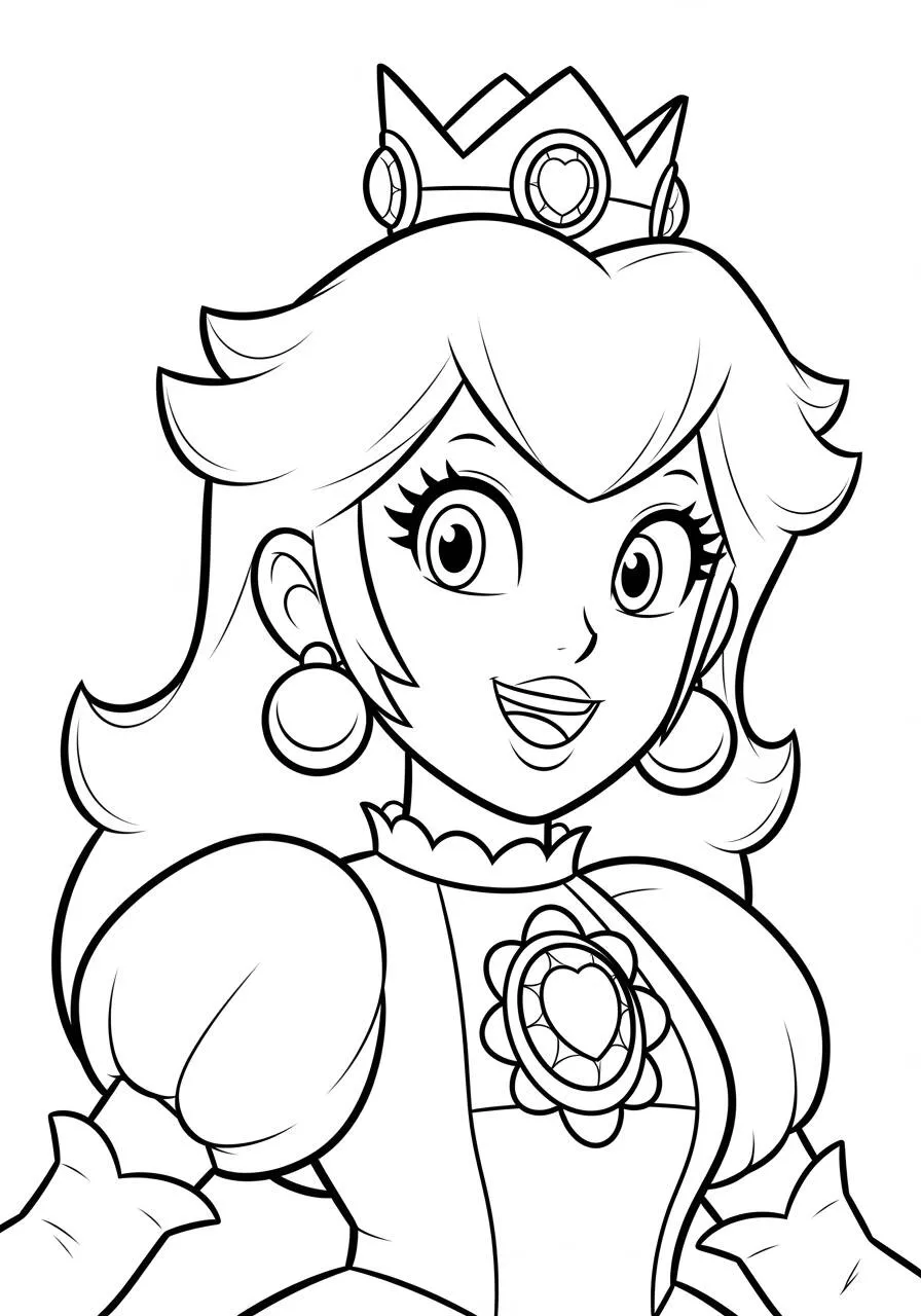 Pagina da colorare sorridente della principessa Peach