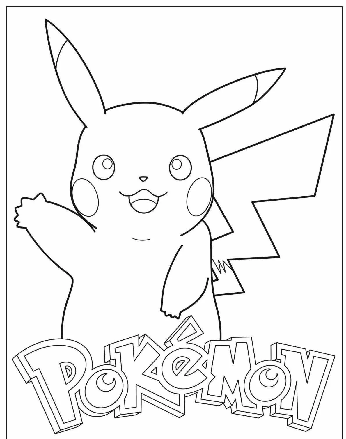 Desenho de Pokémon com o Pikachu para Colorir