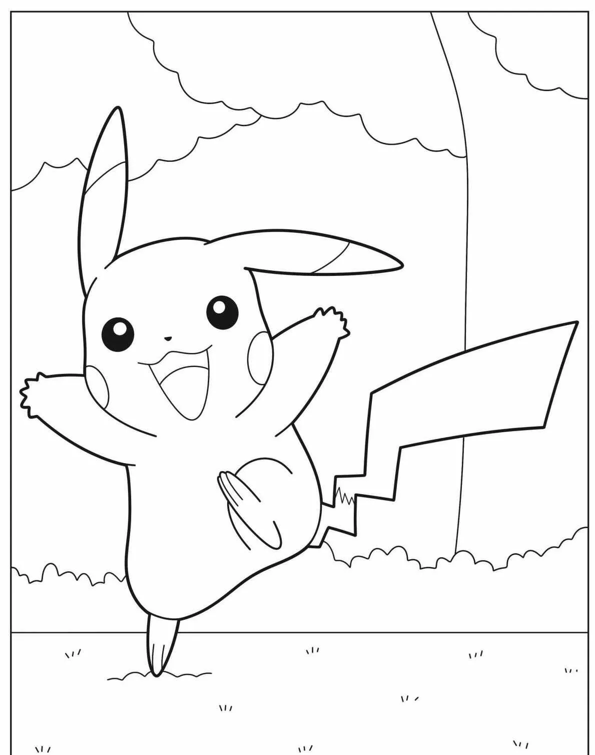 Desenho de Pokémon com o Pikachu para Colorir