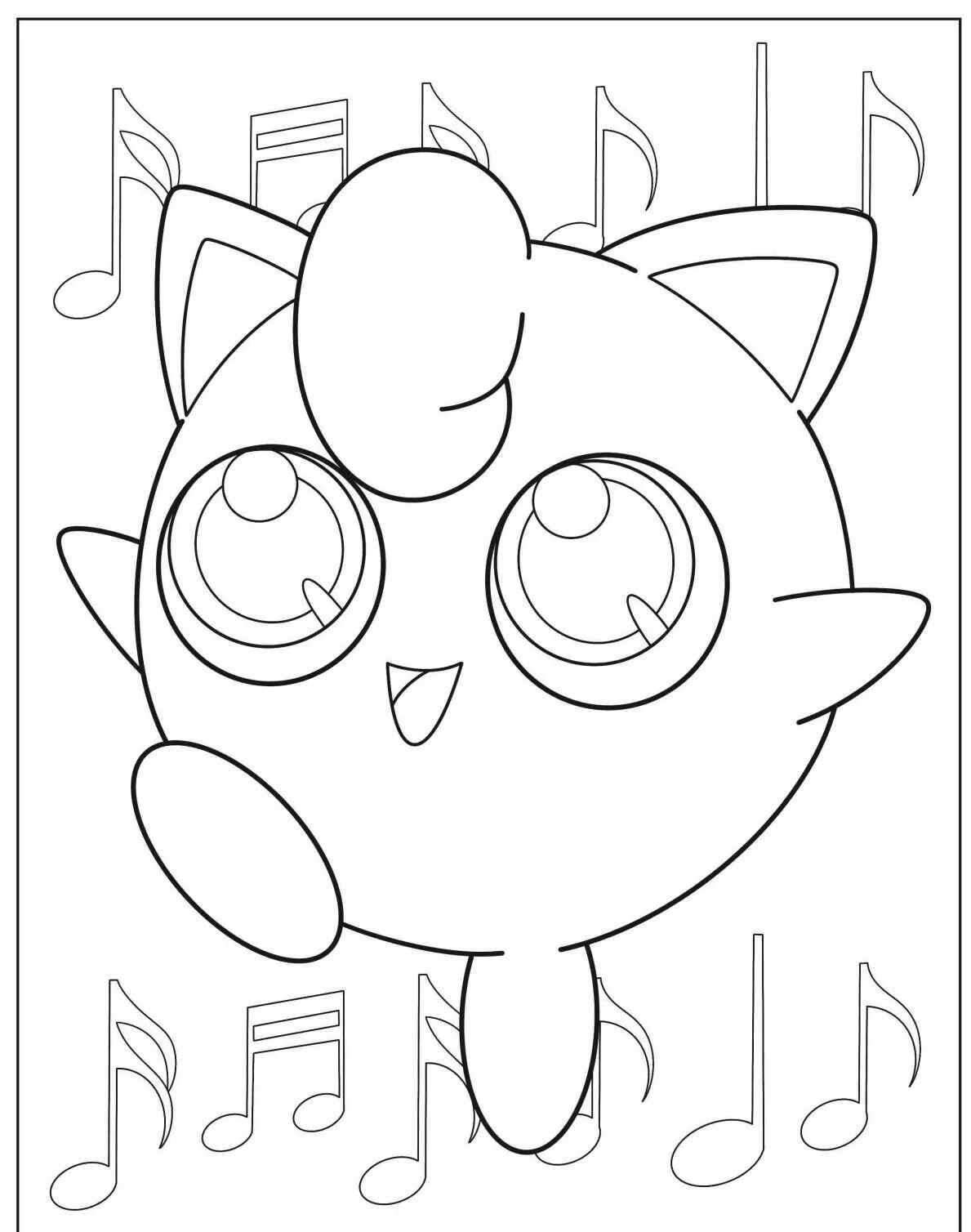 Desenho de Pokémon com o Jigglypuff para Colorir