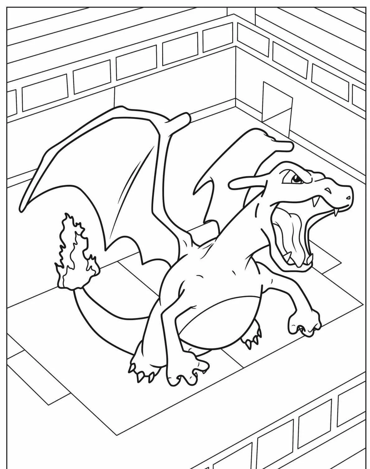 Desenho de Pokémon com o Charizard para Colorir