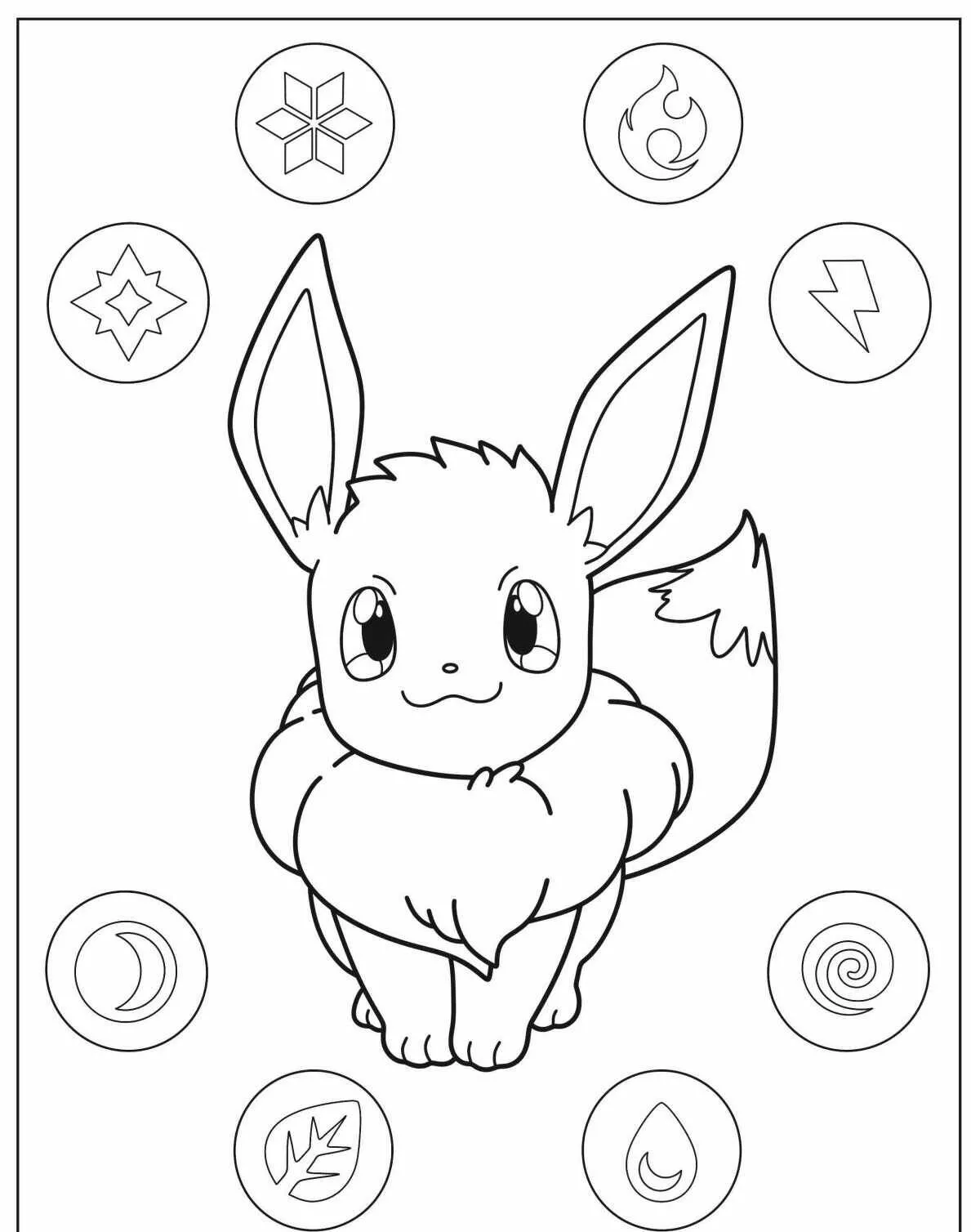 Desenho de Pokémon com o Eevee para Colorir