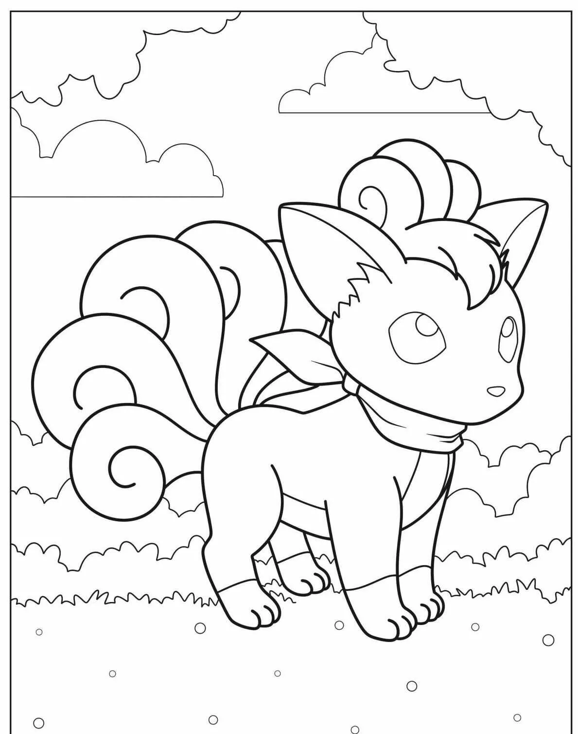 Desenho de Pokémon com o Vulpix para Colorir