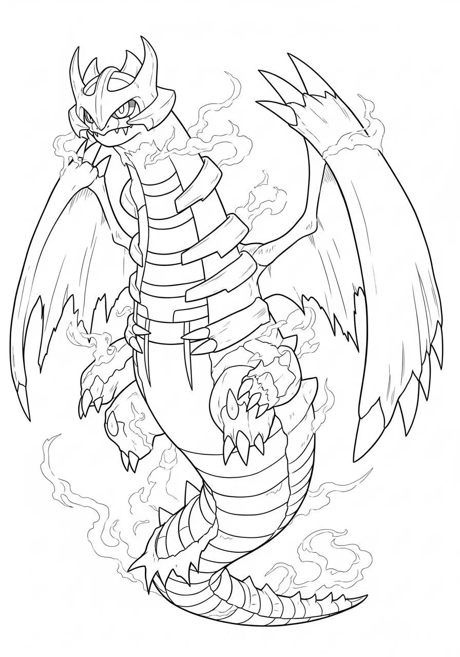Desenho de Pokémon com o Rayquaza para Colorir