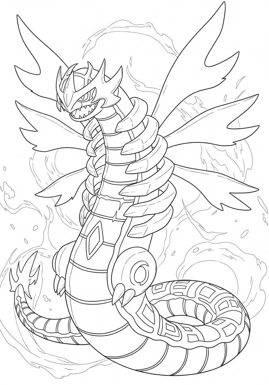 Desenho de Pokémon com o Rayquaza para Colorir
