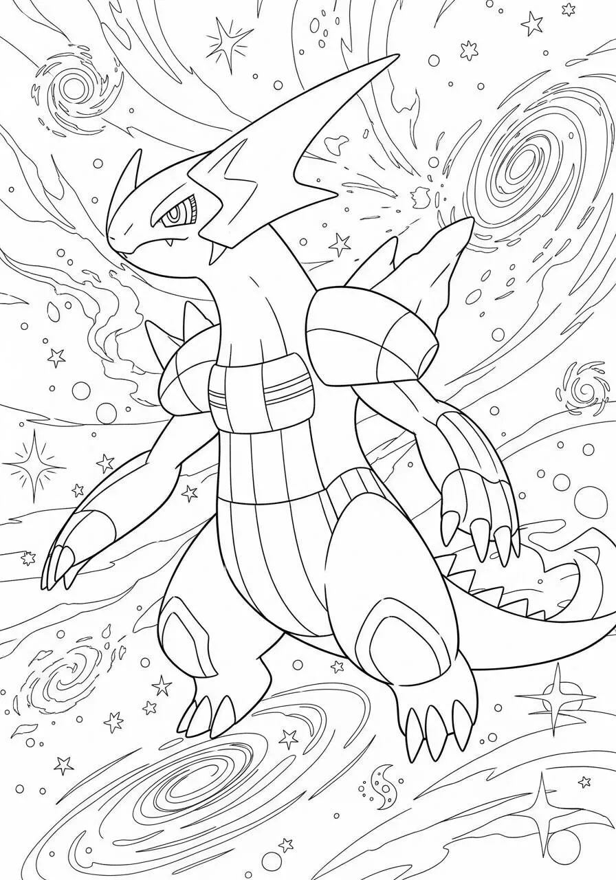 Desenho de Pokémon com o Rayquaza para Colorir
