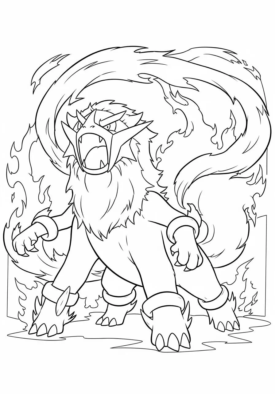 Pokemon Drawing with Entei to Color