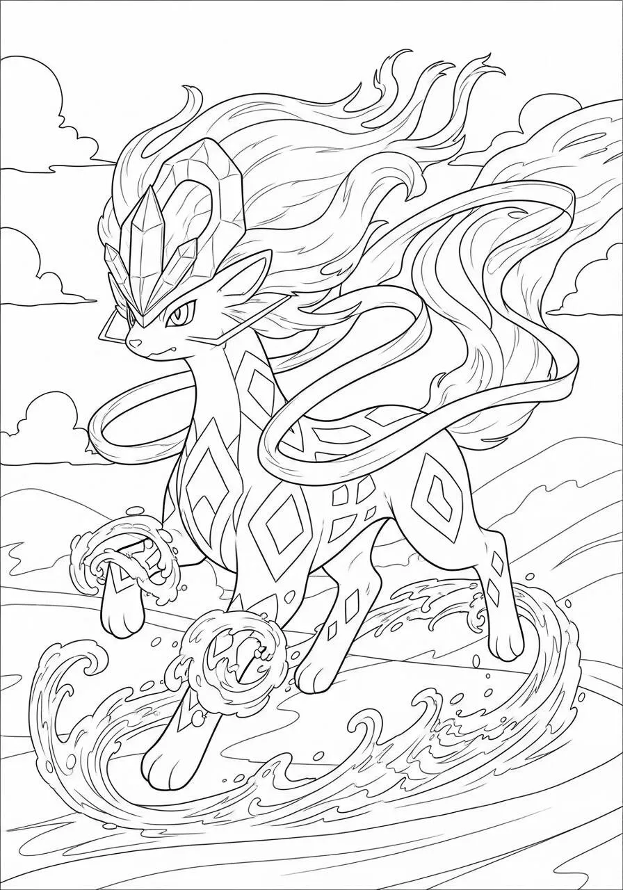 Desenho de Pokémon com o Zamacenta para Colorir