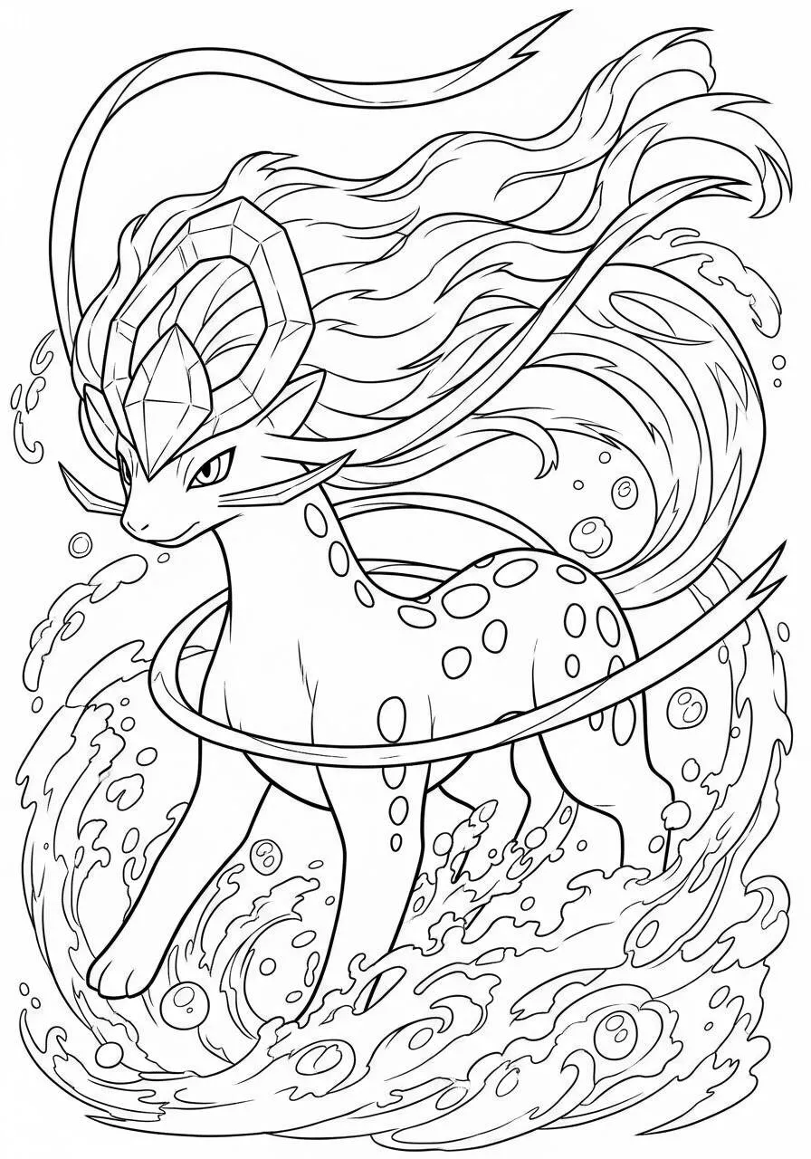 Desenho de Pokémon com o Suicune para Colorir