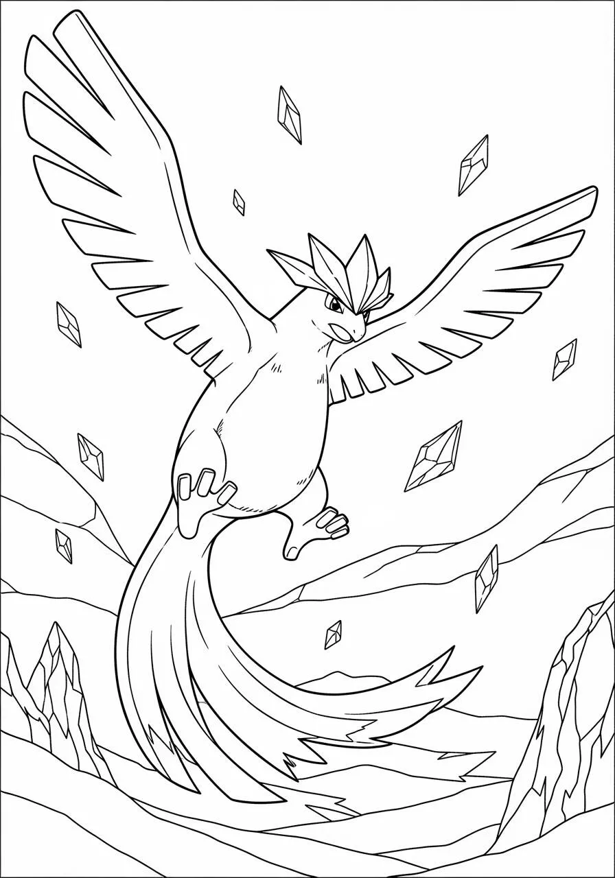 Desenho de Pokémon com o Articuno para Colorir