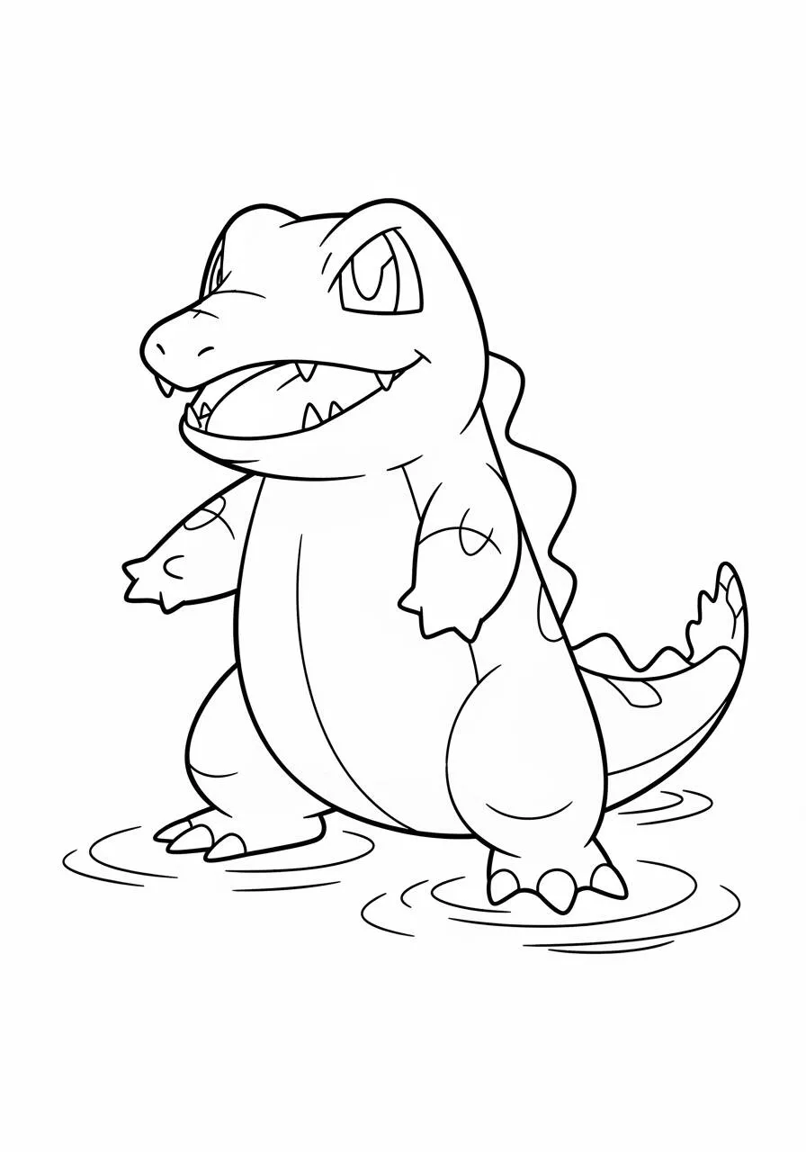 Desenho de Pokémon com o Totodile para Colorir