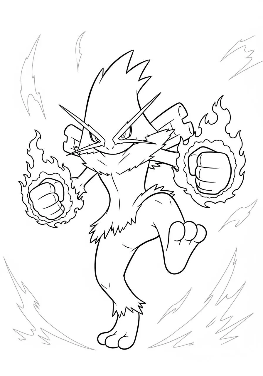 Desenho de Pokémon com o Infernape para Colorir