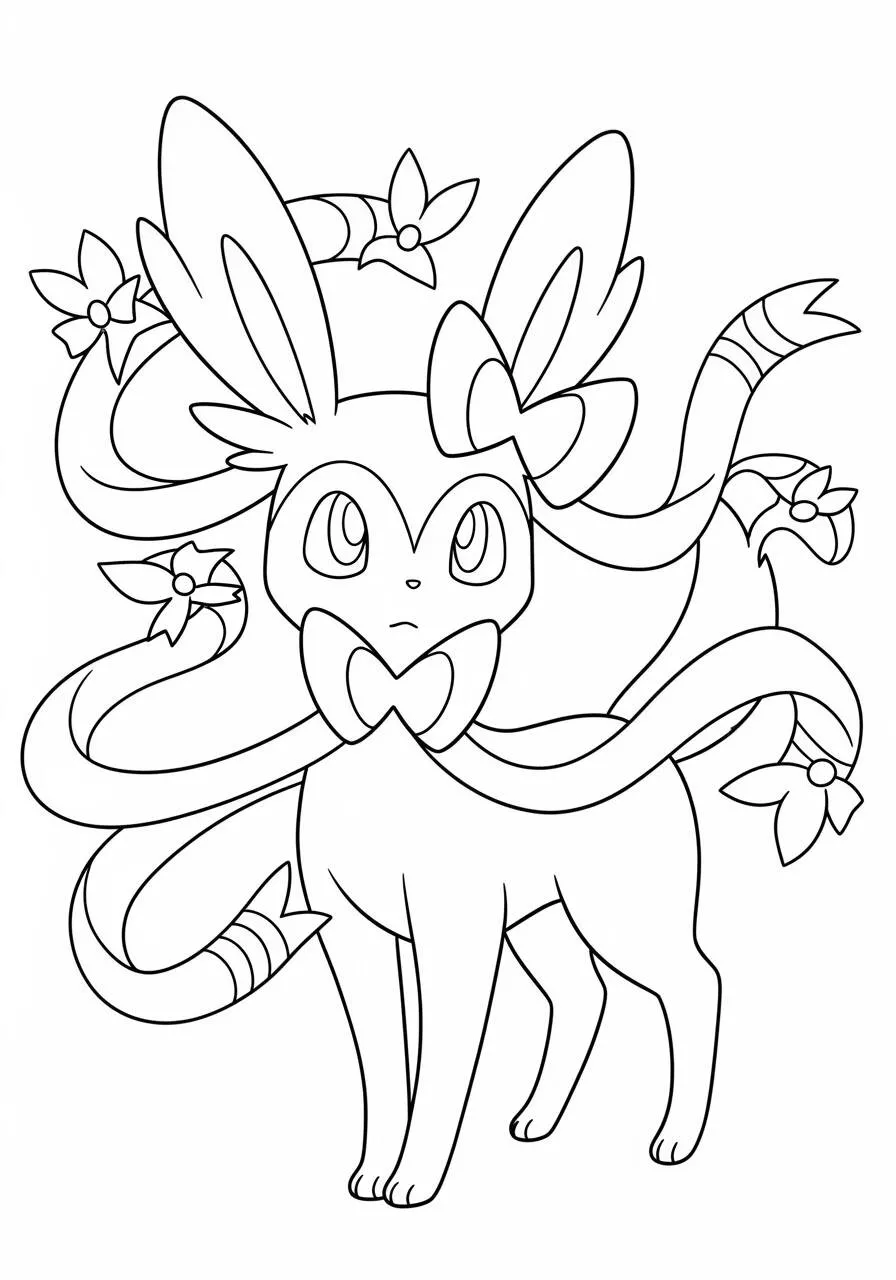 Desenho de Pokémon com o Sylveon para Colorir