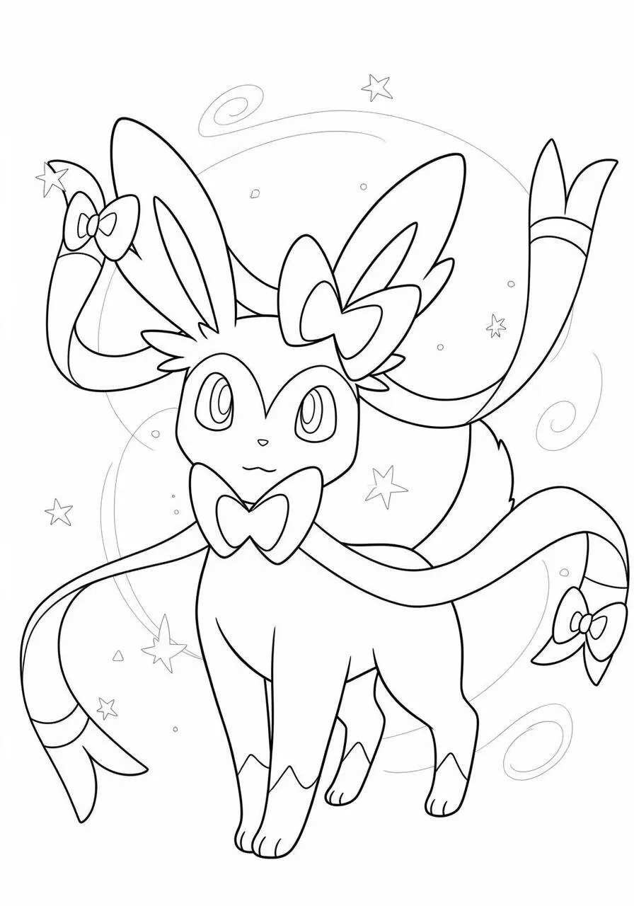 Desenho de Pokémon com o Sylveon para Colorir