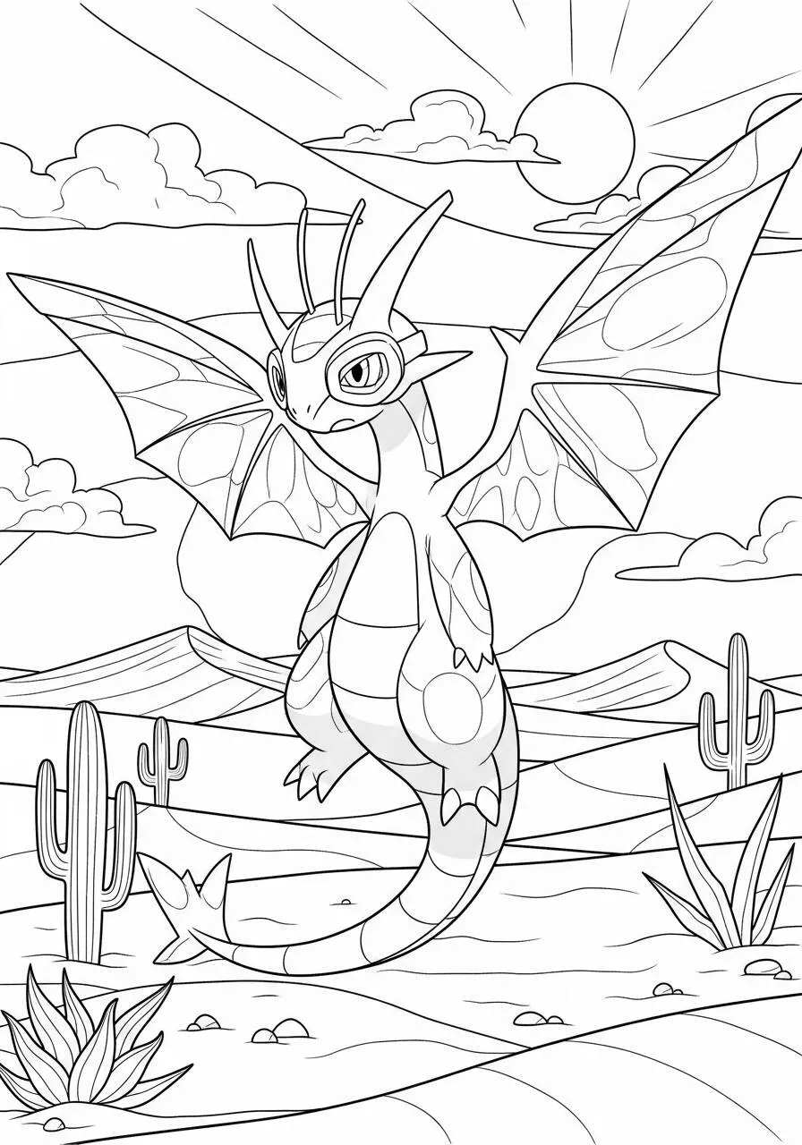 Desenho de Pokémon com o Dragonite para Colorir