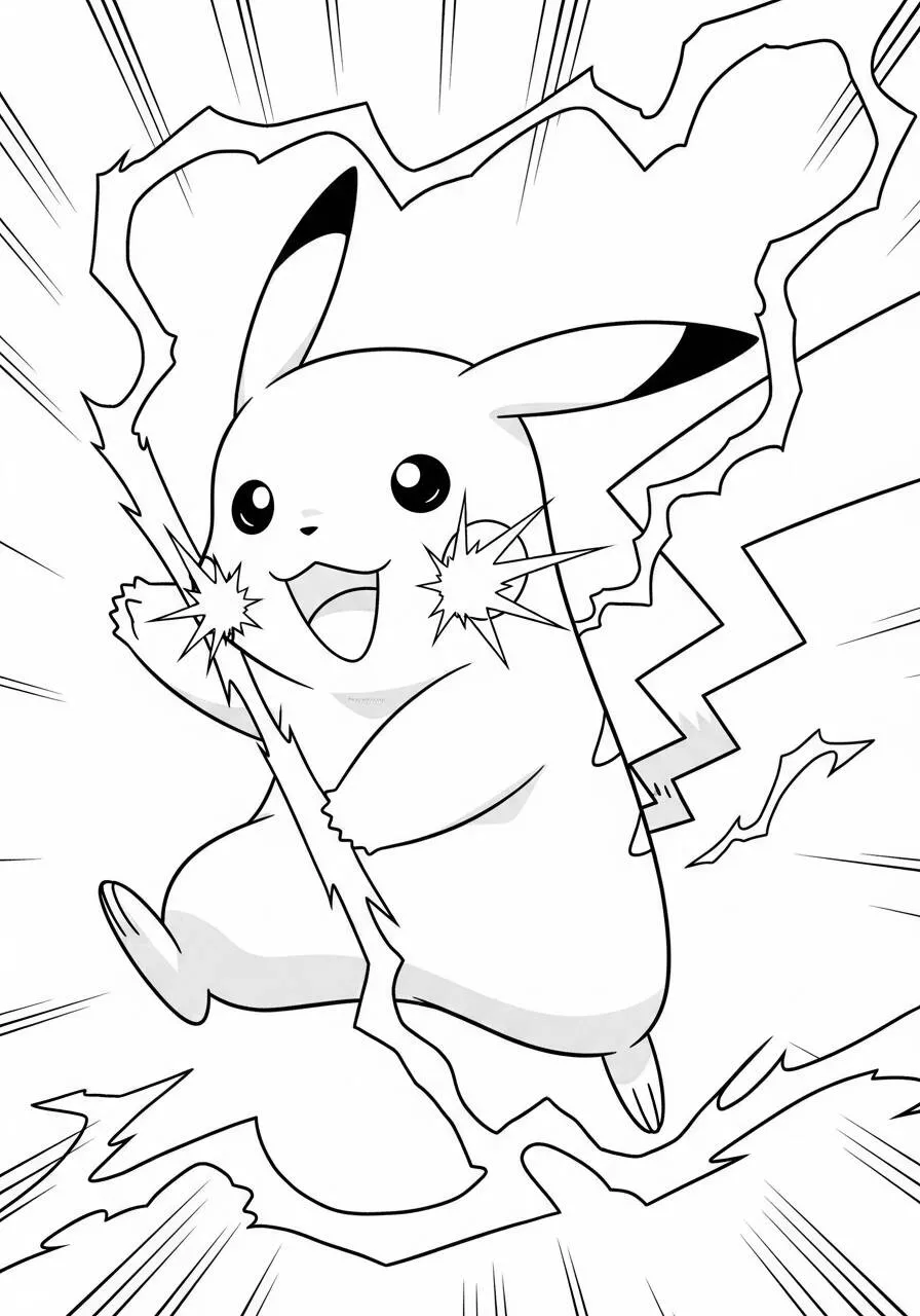 Desenho de Pokémon com o Pikachu para Colorir